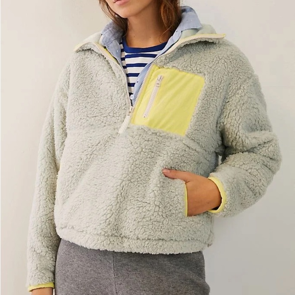 Anthropologie Janey Fleece Quarter-Zip Pullover Size XL